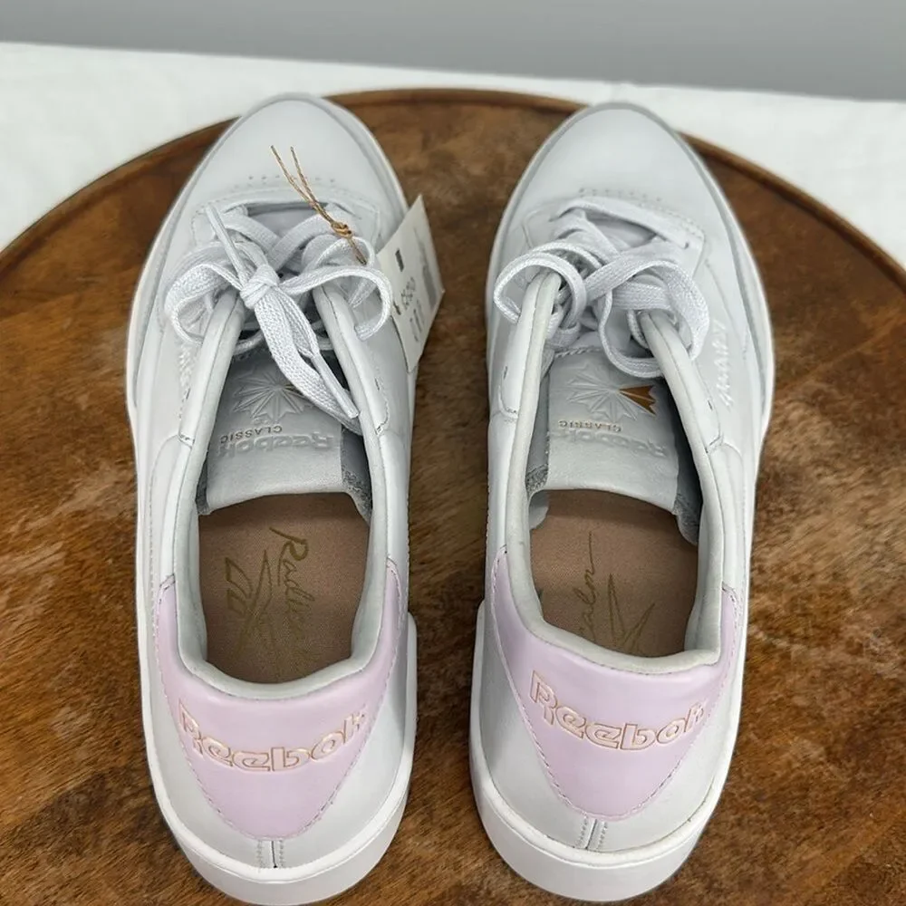 Reebok Shoes W 10.5 Club C Clean White Pink Tennis Pickleball Court Sneakers 80s